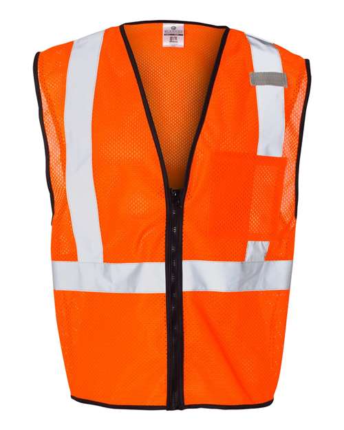 Kishigo 1519-1520-Unisex Single Pocket Zipper Mesh Class 2 Vest in Orange