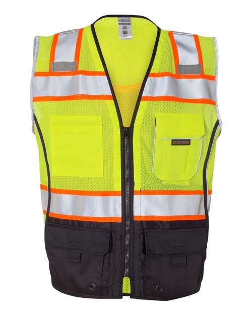 Kishigo 1515-1516-Unisex Premium Black Series Black Bottom Class 2 Vest in Lime