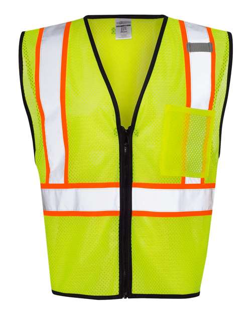 Kishigo 3864 S/M / Lime 1527-1528-Unisex Economy Contrasting Vest with Zippered Front