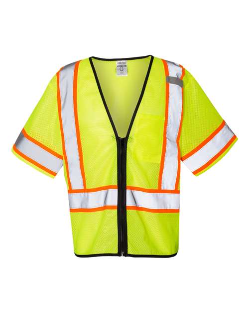 Kishigo 1565-1566-Unisex Class 3 Mesh Zippered Vest in Lime