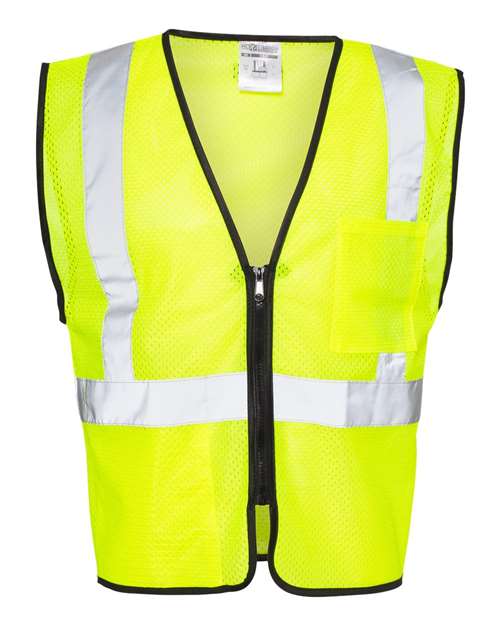 Kishigo 7834 M / Lime 1537-1538-Unisex Double-Pocket Zippered Economy Class 2  Vest