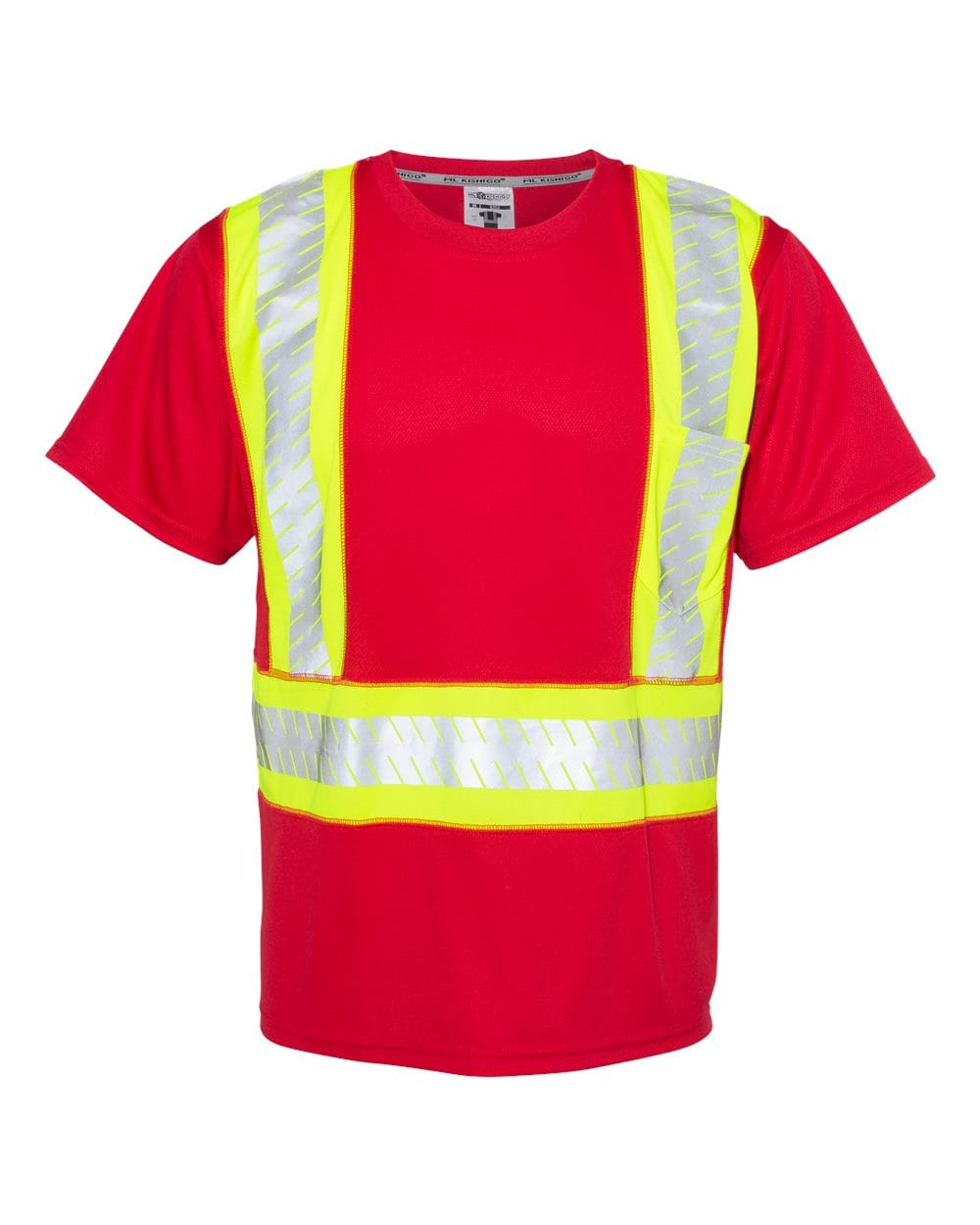 Kishigo T-Shirts - Premium Kishigo B200-204 Unisex EV Series® Enhanced Visibility Contrast Pocket T-Shirt