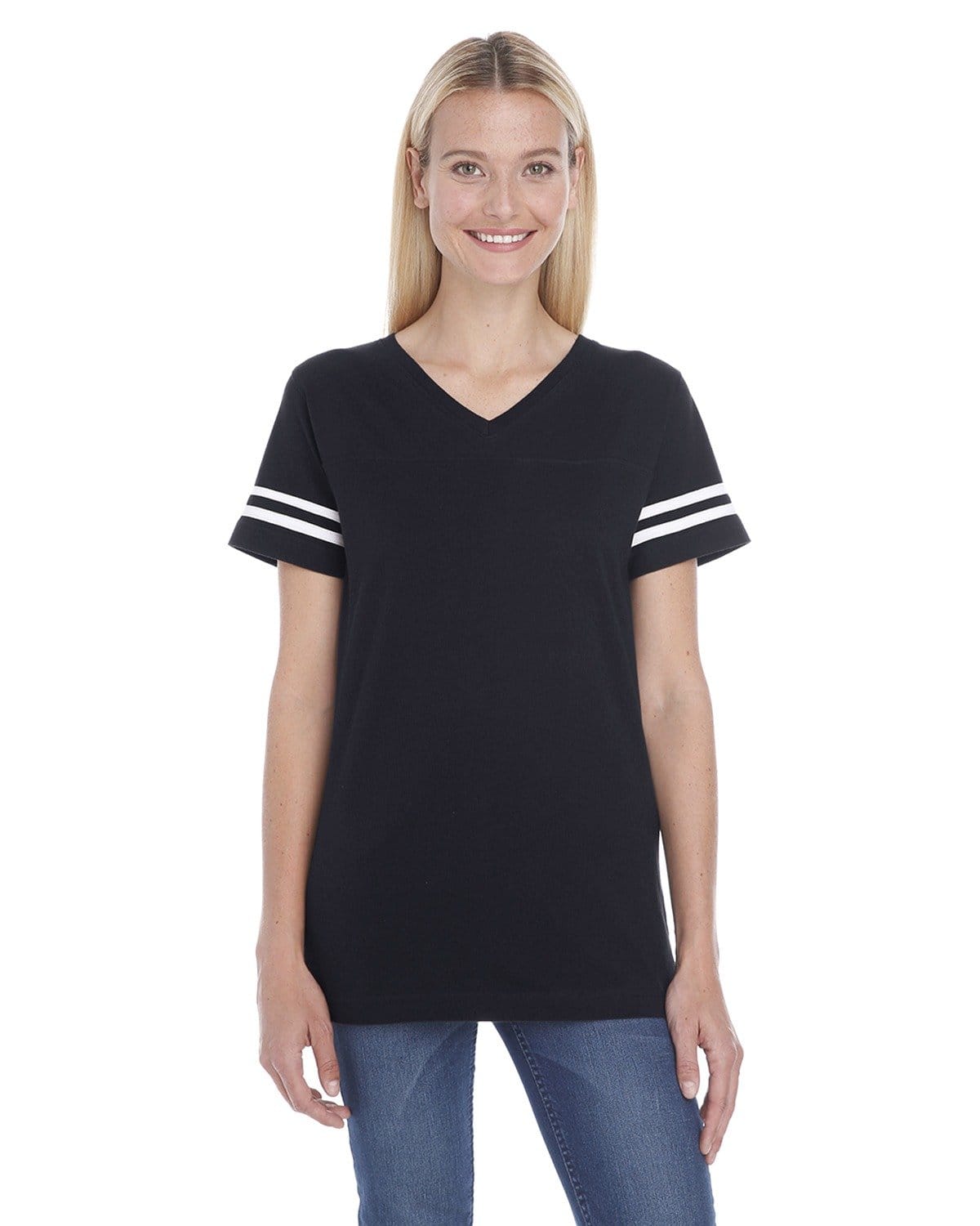 LAT T-Shirts S / Black/ White LAT 3537 Ladies' Football Fine Jersey T-Shirt