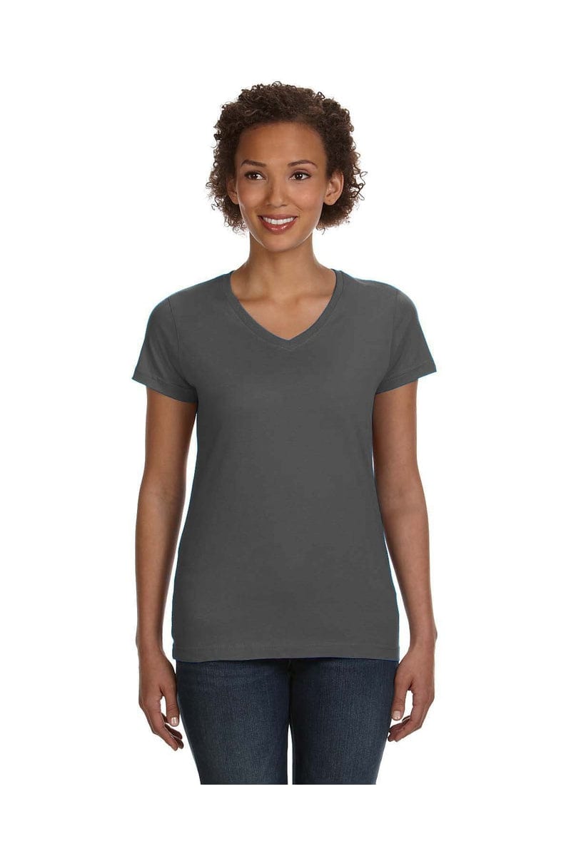 LAT T-Shirts S / Charcoal LAT 3507: Ladies' V-Neck Fine Jersey