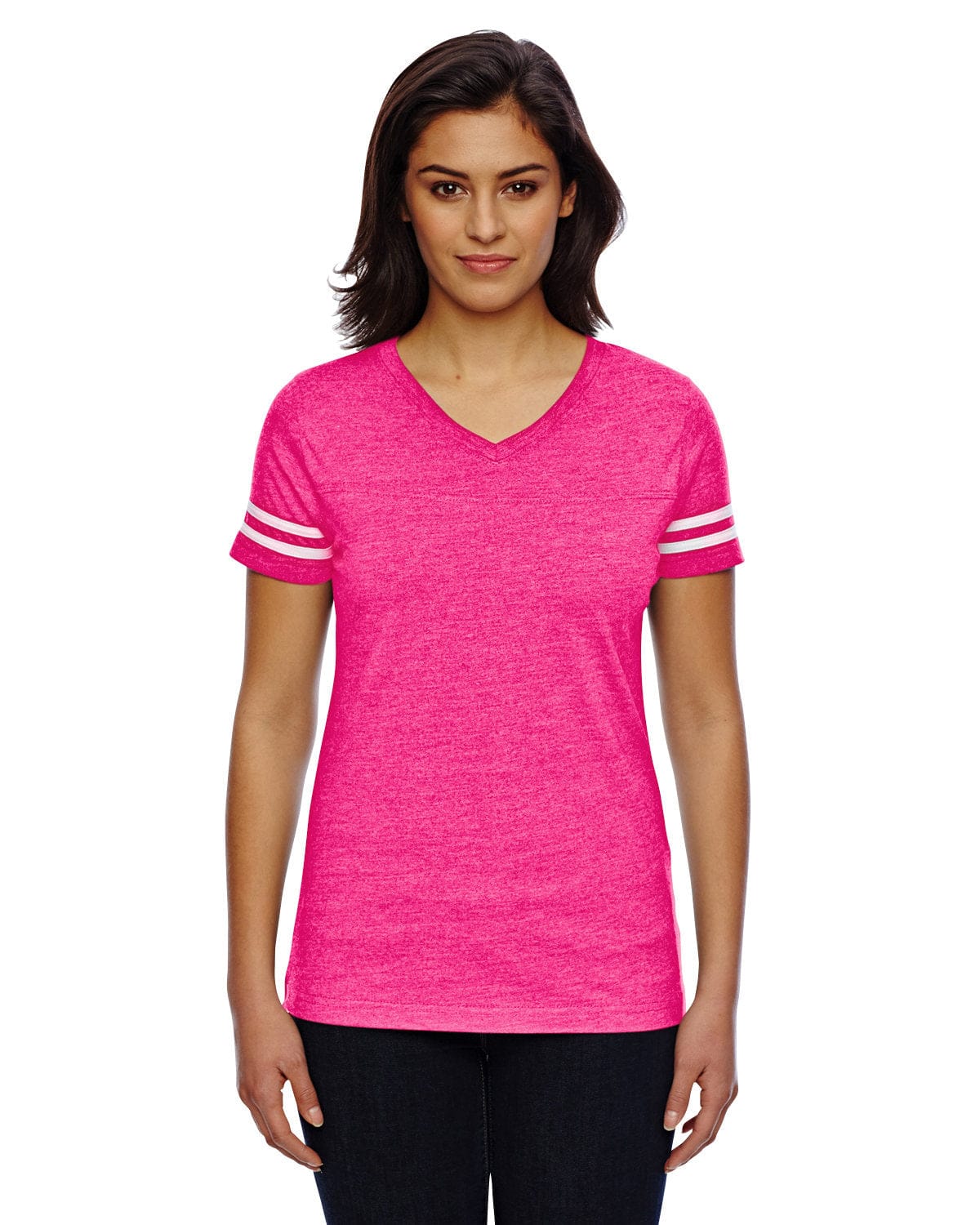 LAT T-Shirts S / V Ht Pnk/ Bd Wht LAT 3537 Ladies' Football Fine Jersey T-Shirt