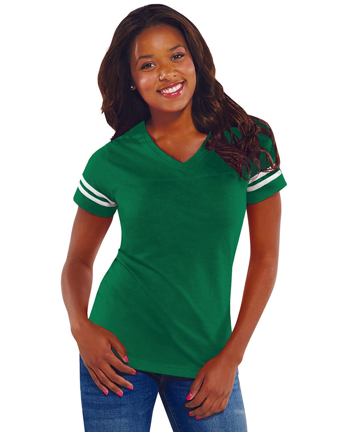 LAT T-Shirts S / Vn Green/ Bd Wht LAT 3537 Ladies' Football Fine Jersey T-Shirt