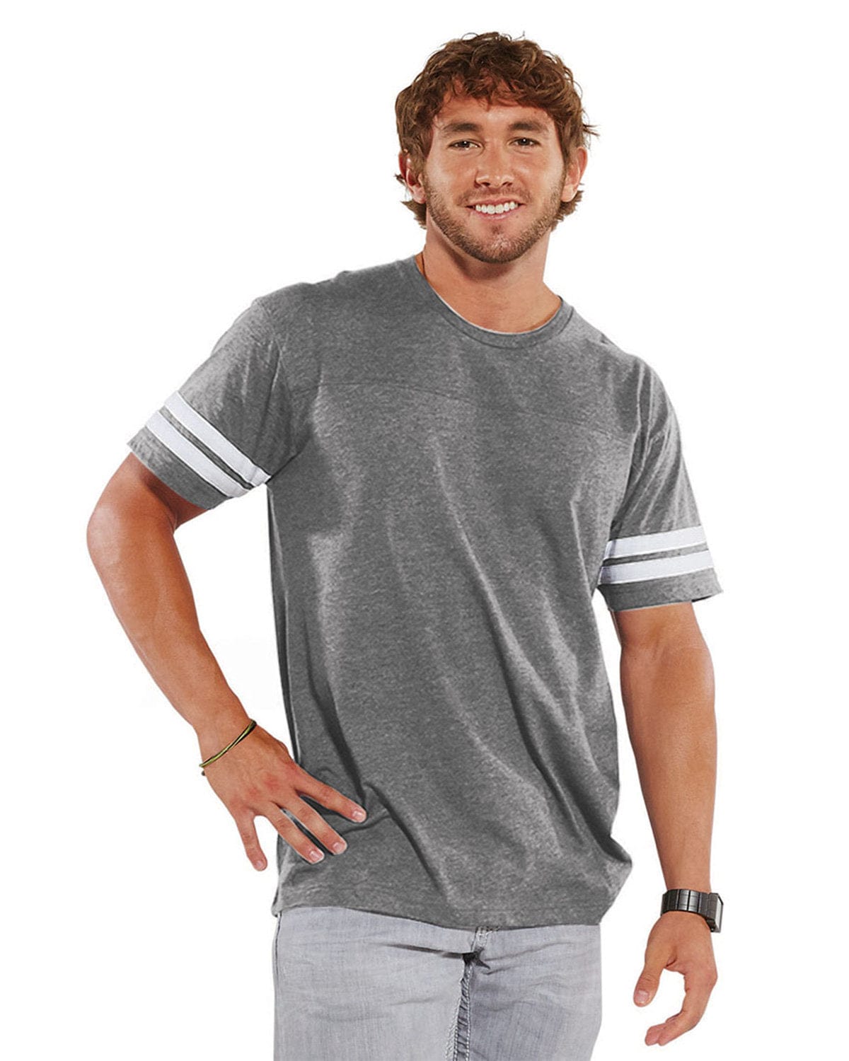 LAT T-Shirts S / Vn Hthr/ Bld Wht LAT 6937 Men's Football Fine Jersey T-Shirt