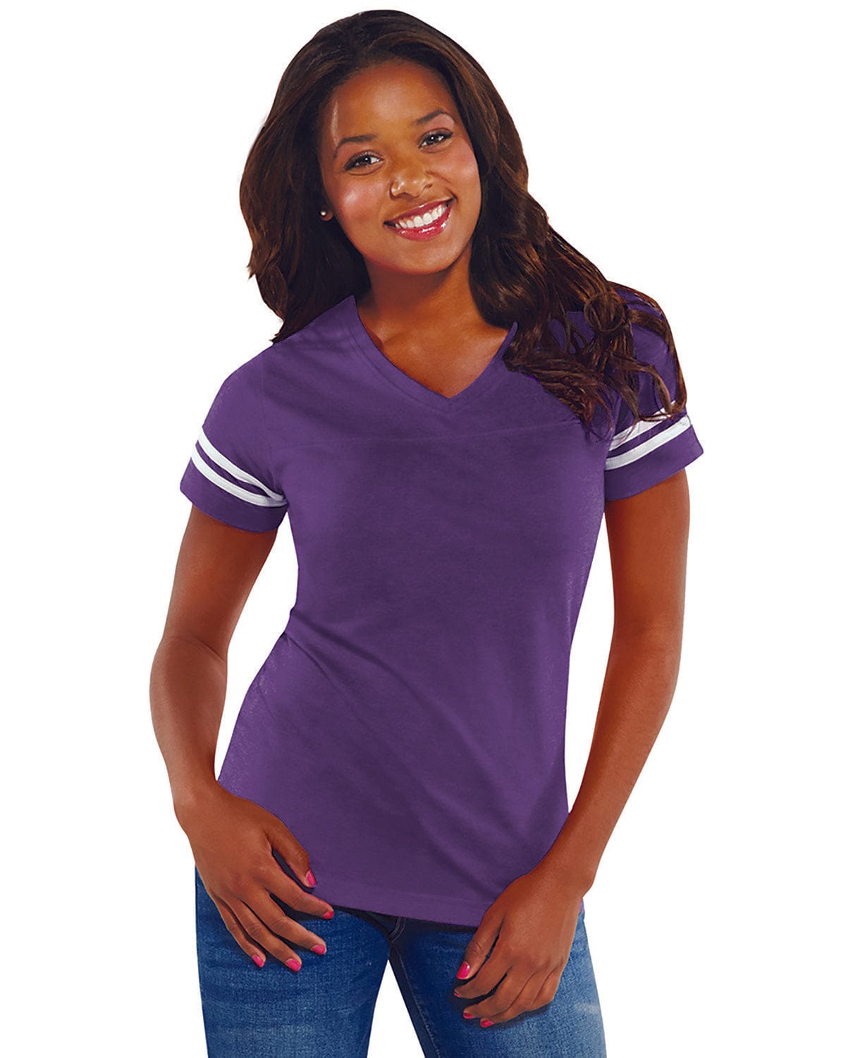 LAT T-Shirts S / Vn Purp/ Bld Wh LAT 3537 Ladies' Football Fine Jersey T-Shirt