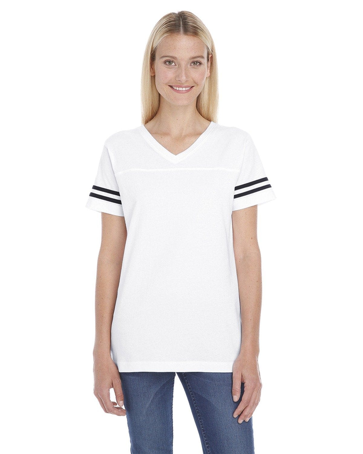 LAT T-Shirts S / White/ Black LAT 3537 Ladies' Football Fine Jersey T-Shirt