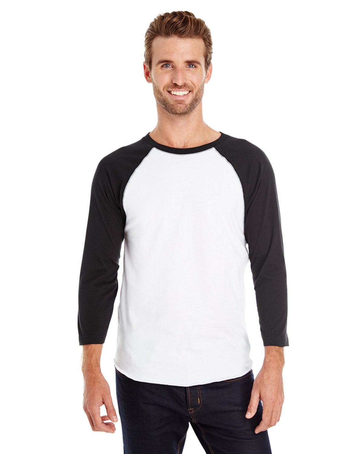 LAT T-Shirts S / White/ Black LAT 6930 Men's Baseball Fine Jersey T-Shirt