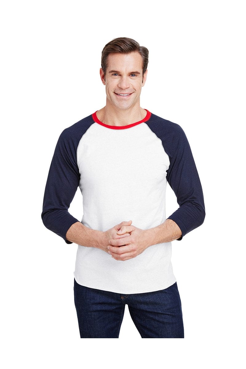 LAT T-Shirts S / White/ Navy/ Red LAT 6930: Men's Baseball Fine Jersey T-Shirt