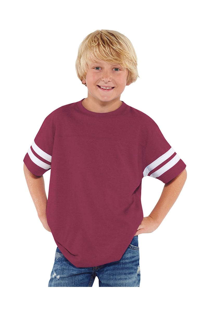 LAT T-Shirts XS / Vn Brgndy/ Bl Wh LAT 6137: Youth Football Fine Jersey T-Shirt