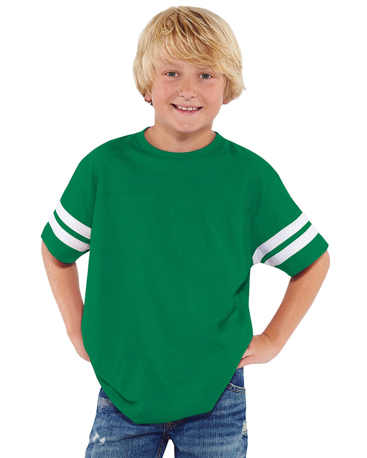 LAT T-Shirts XS / Vn Green/ Bd Wht LAT 6137 Youth Football Fine Jersey T-Shirt