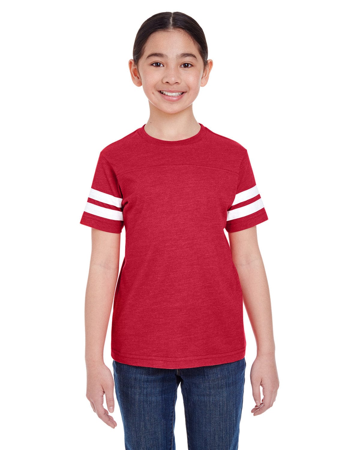 LAT T-Shirts XS / Vn Red/ Bld Wht LAT 6137 Youth Football Fine Jersey T-Shirt