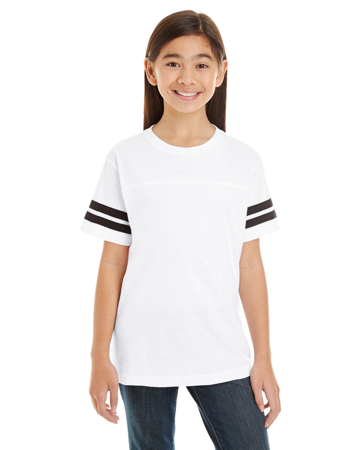 LAT T-Shirts XS / White/ Black LAT 6137 Youth Football Fine Jersey T-Shirt