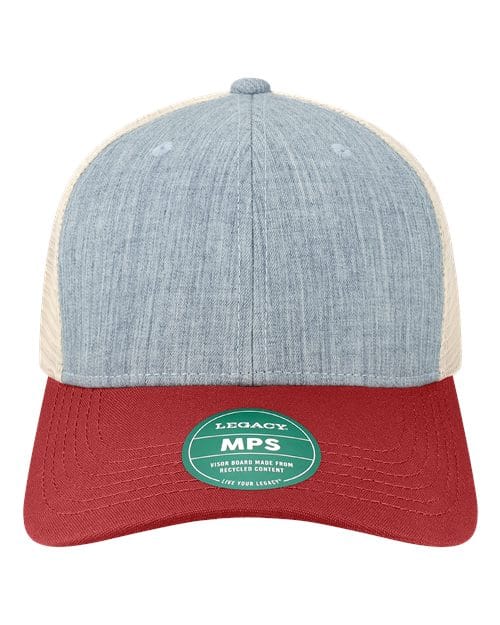 LEGACY 11222 Adjustable / Melange Light Blue/ Cardinal/ Stone MPS-Mid-Pro Snapback Trucker Cap