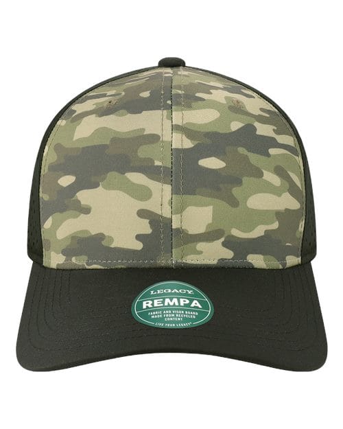 LEGACY 11790 Adjustable / Dark Olive Green Camo/ Black REMPA-Reclaim Mid-Pro Adjustable Cap