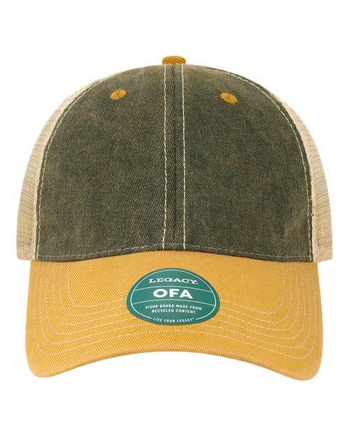 LEGACY 9659 Adjustable / Black/ Yellow/ Khaki OFA-Old Favorite Trucker Cap