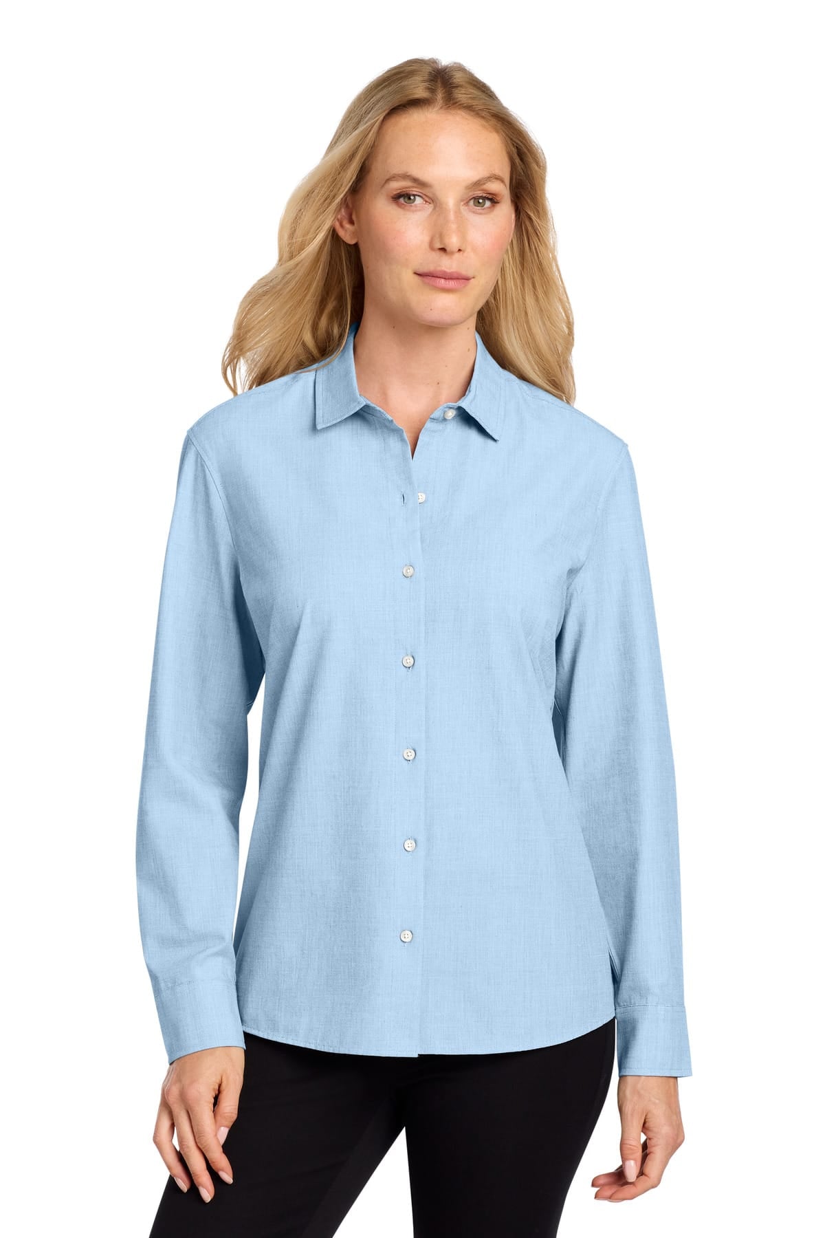 Mercer+Mettle MM2001 XS / Air Blue End On End Mercer+Mettle Women's Long Sleeve Stretch Woven Shirt MM2001