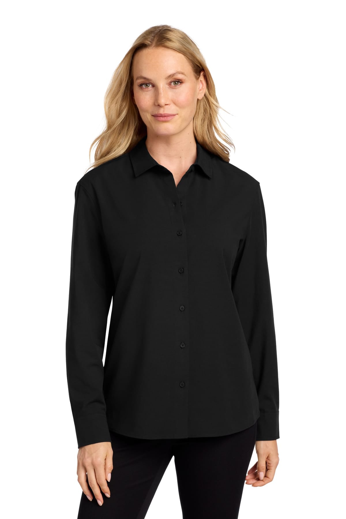 Mercer+Mettle MM2001 XS / Deep Black Mercer+Mettle Women's Long Sleeve Stretch Woven Shirt MM2001