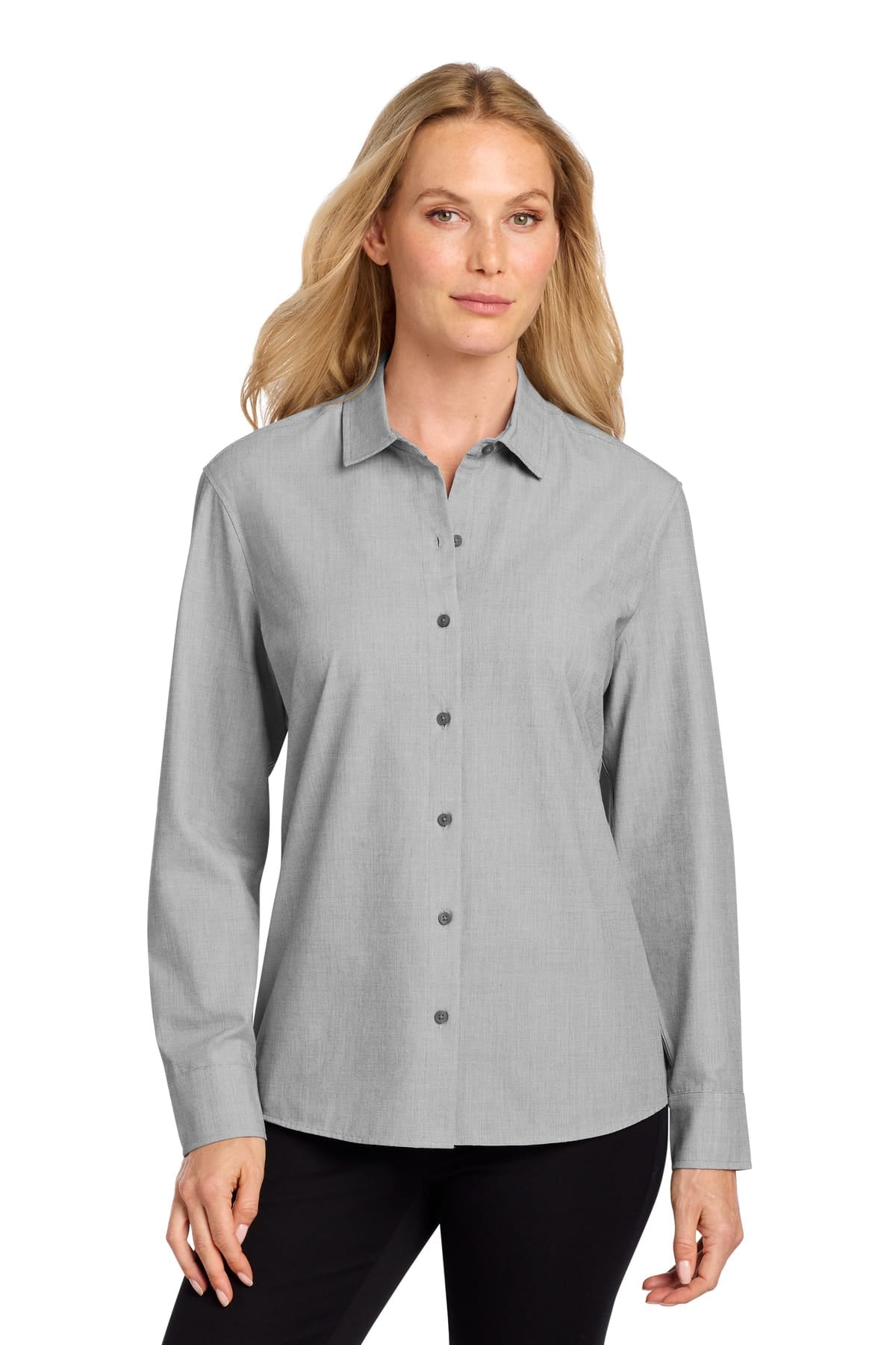Mercer+Mettle MM2001 XS / Gusty Grey End On End Mercer+Mettle Women's Long Sleeve Stretch Woven Shirt MM2001