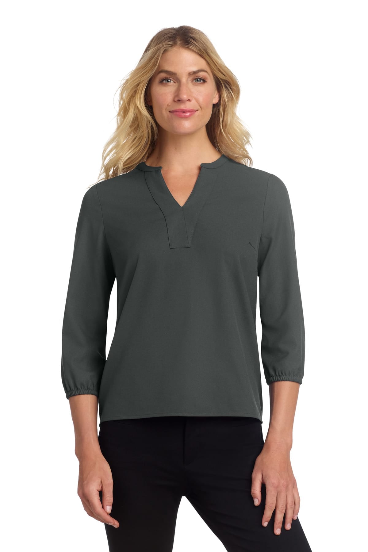 Mercer+Mettle MM2011 XS / Anchor Grey Mercer+Mettle ®  Women's Stretch Crepe 3/4-Sleeve Blouse MM2011