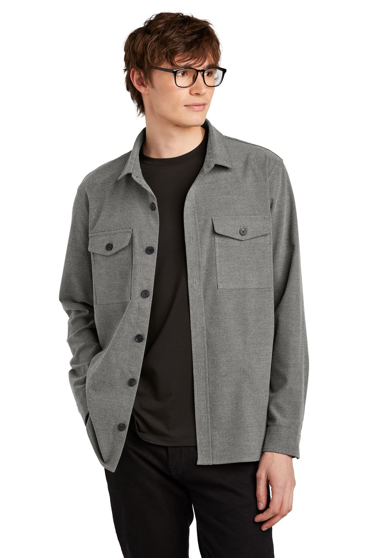 Mercer+Mettle MM2020 XS / Light Anchor Grey Heather Mercer+Mettle Long Sleeve Twill Overshirt MM2020