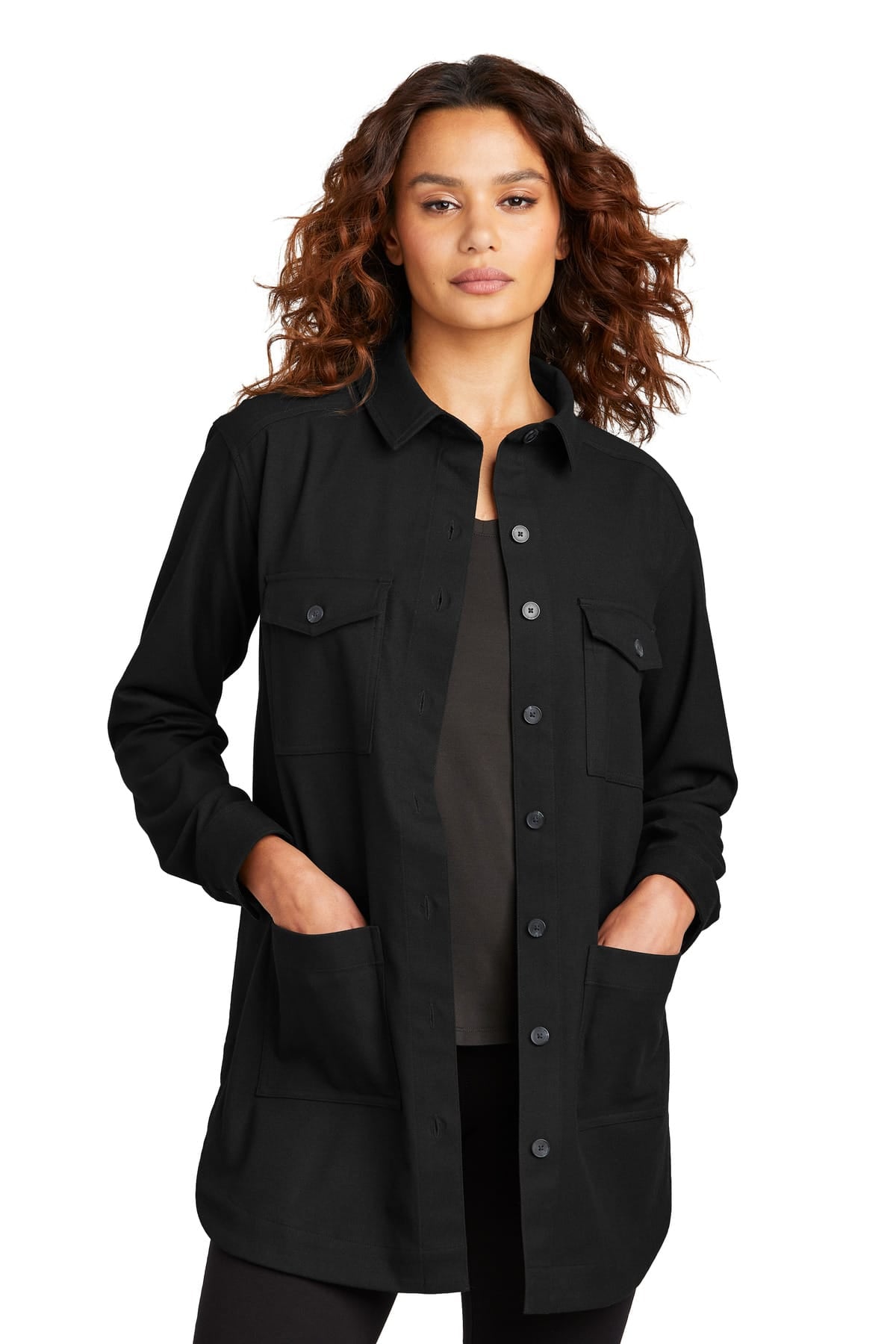 Mercer+Mettle MM2021 XS / Deep Black Mercer+Mettle Women's Long Sleeve Twill Overshirt MM2021