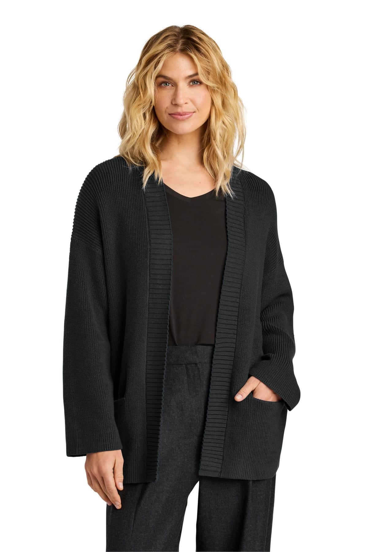 Mercer+Mettle MM3021 XS / Deep Black Mercer+Mettle ®  Women's Open Cardi MM3021