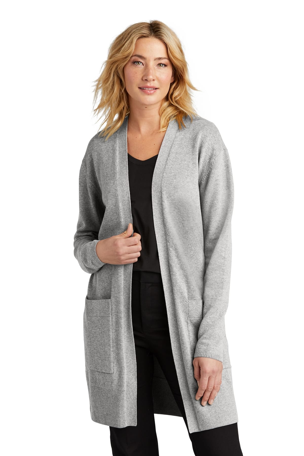 Mercer+Mettle MM3023 XS / Gusty Grey Heather Mercer+Mettle Women's Open-Front Cardigan Sweater MM3023