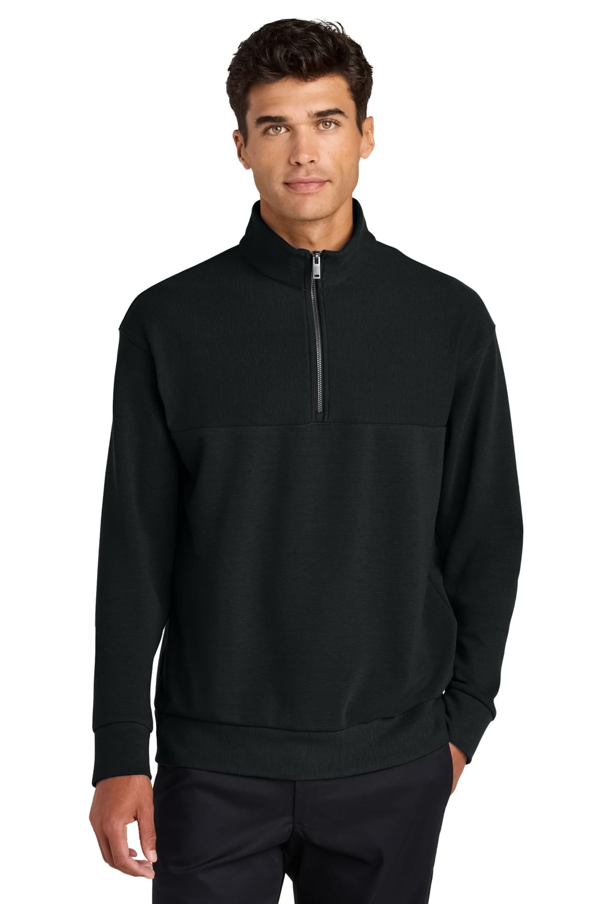 Mercer+Mettle MM3040 XS / Deep Black Mercer+Mettle ®  Linear Texture 1/4-Zip MM3040