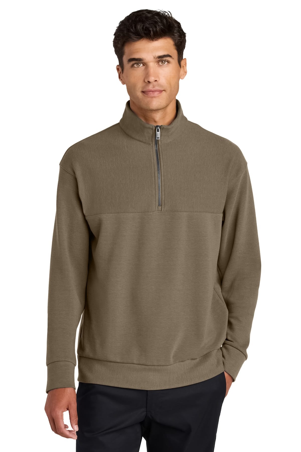 Mercer+Mettle MM3040 XS / Warm Taupe Mercer+Mettle ®  Linear Texture 1/4-Zip MM3040