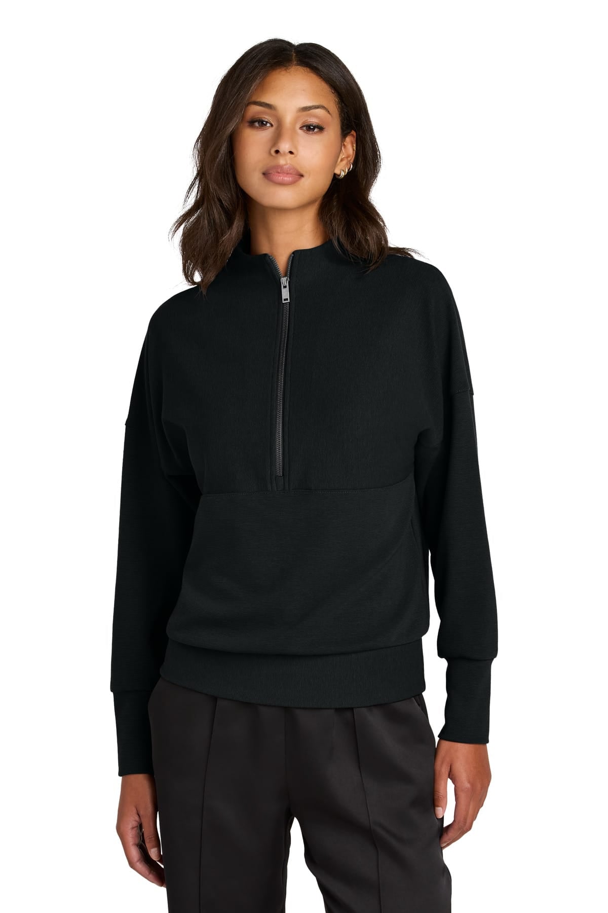 Mercer+Mettle MM3041 XS / Deep Black Mercer+Mettle Women's Linear Texture 1/4-Zip MM3041