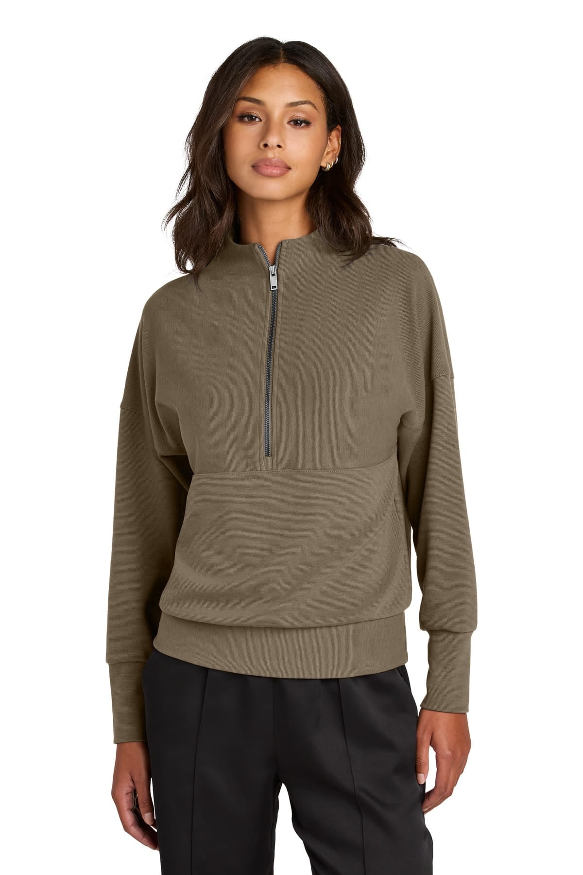 Mercer+Mettle MM3041 XS / Warm Taupe Mercer+Mettle Women's Linear Texture 1/4-Zip MM3041