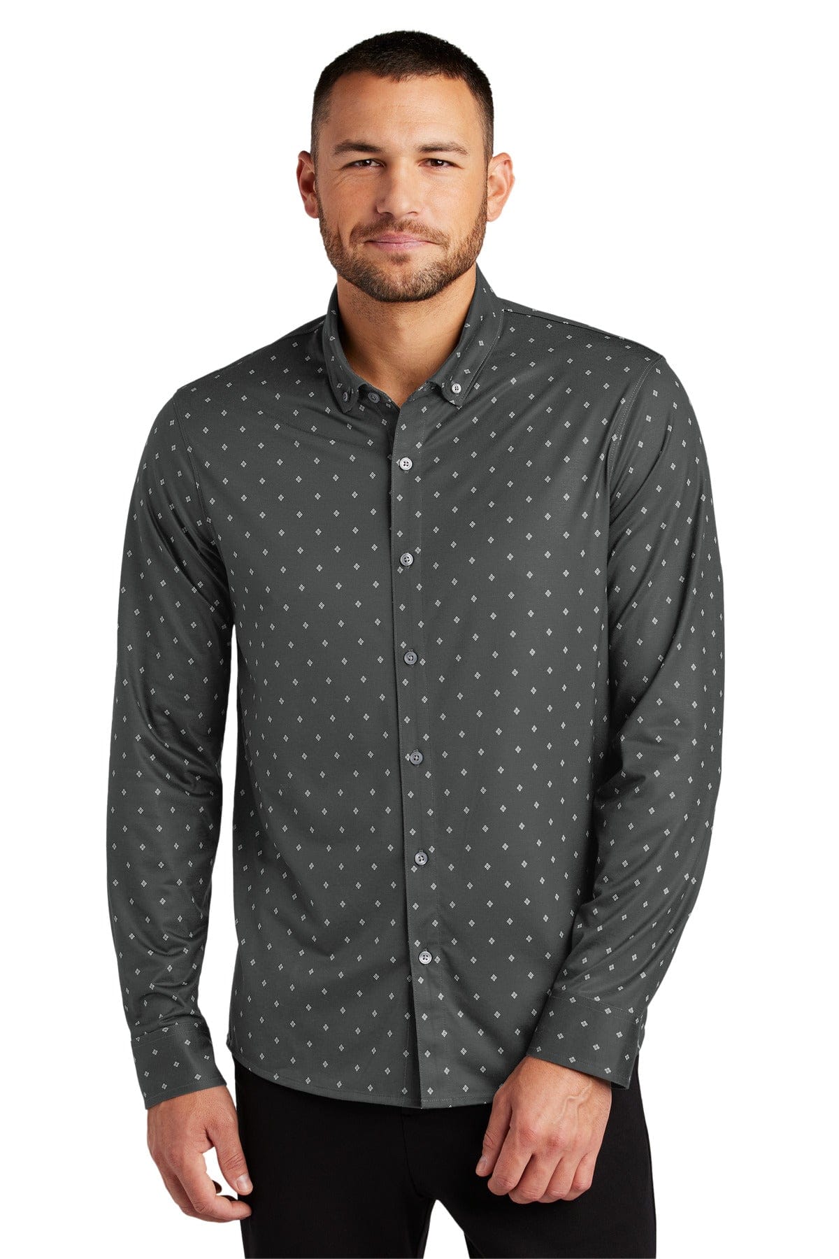 Mercer+Mettle Polos/Knits XS / Anchor Grey Geo Diamond Mercer+Mettle® Stretch Jersey Long Sleeve Shirt MM1018