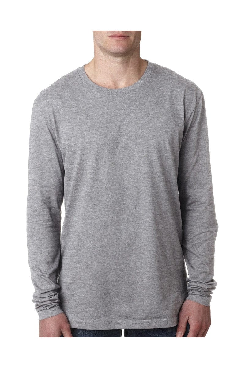 Next Level T-Shirts S / Heather Gray Next Level N3601: Men's Cotton Long-Sleeve Crew