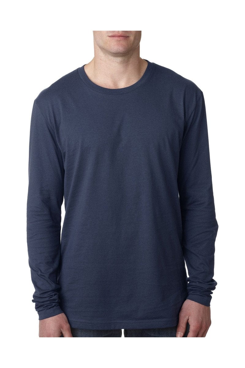 Next Level T-Shirts S / Indigo Next Level N3601: Men's Cotton Long-Sleeve Crew