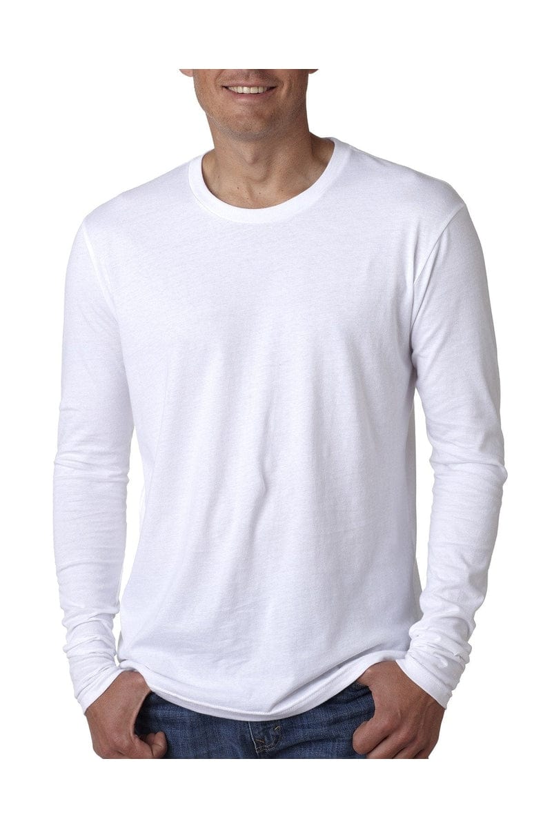 Next Level T-Shirts S / White Next Level N3601: Men's Cotton Long-Sleeve Crew