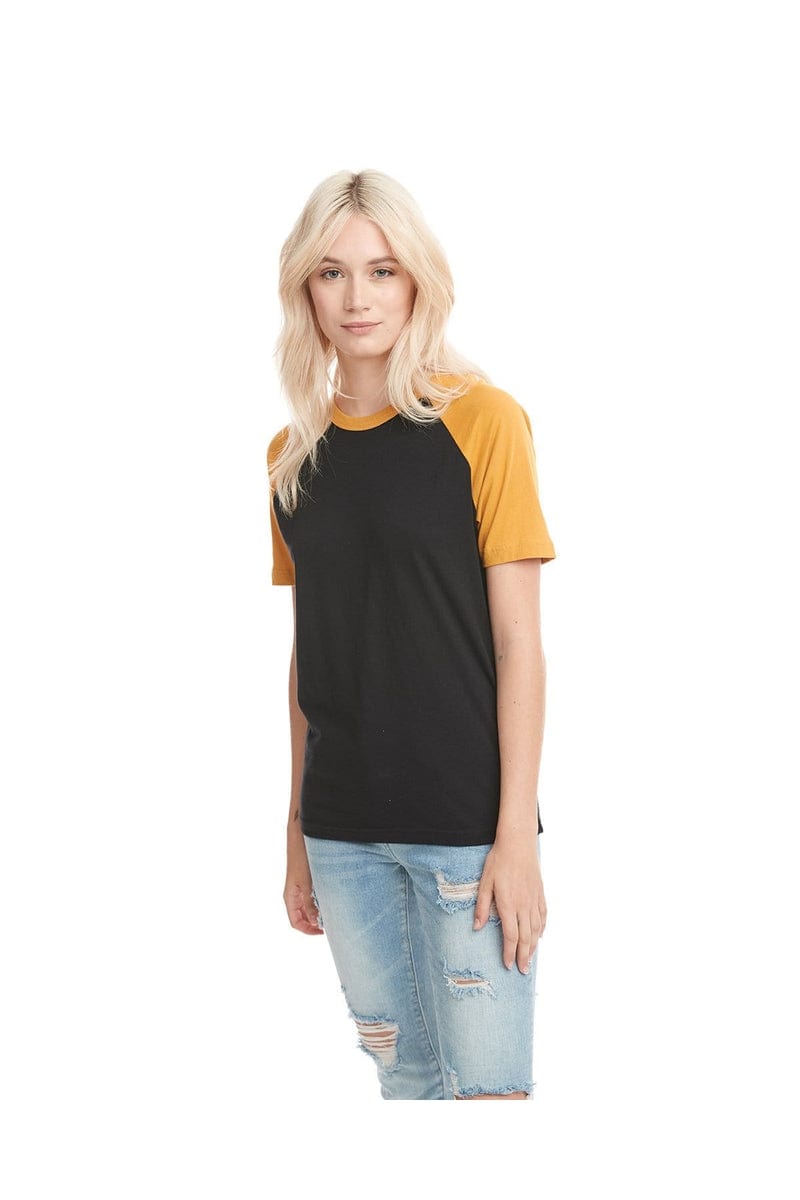 Next Level T-Shirts XS / Antque Gold/ Blk Next Level N3650: Unisex Raglan Short-Sleeve T-Shirt