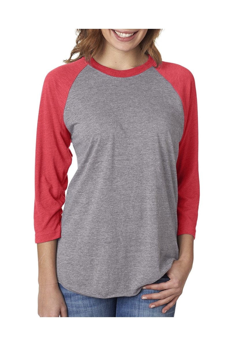 Next Level T-Shirts XS / Vin Red/ Pr Hthr Next Level 6051: Unisex Triblend 3/4-Sleeve Raglan