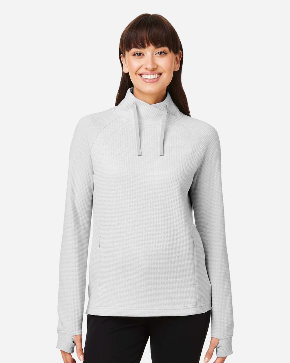 North End Knits & Layering North End NE200W Women's Rhythm Waffle Cross-Neck Pullover