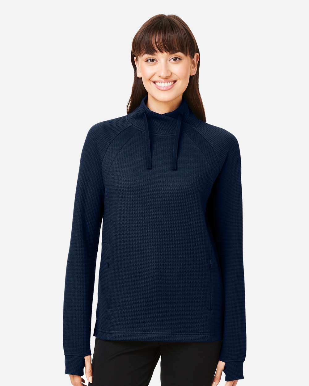 North End Knits & Layering North End NE200W Women's Rhythm Waffle Cross-Neck Pullover