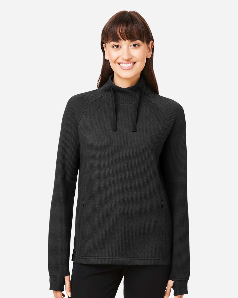 North End Knits & Layering North End NE200W Women's Rhythm Waffle Cross-Neck Pullover
