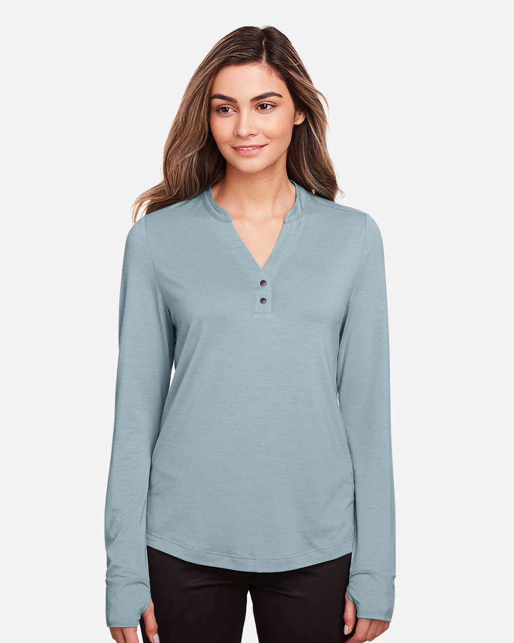 North End Knits & Layering North End NE400W Women's JAQ Stretch Performance V-Neck Snap Pullover