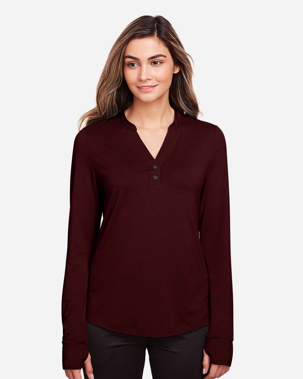 North End Knits & Layering North End NE400W Women's JAQ Stretch Performance V-Neck Snap Pullover