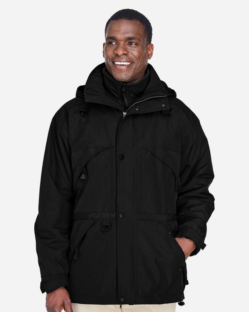 North End Outerwear North End 88007 Men's 3-in-1 Parka with Dobby Trim