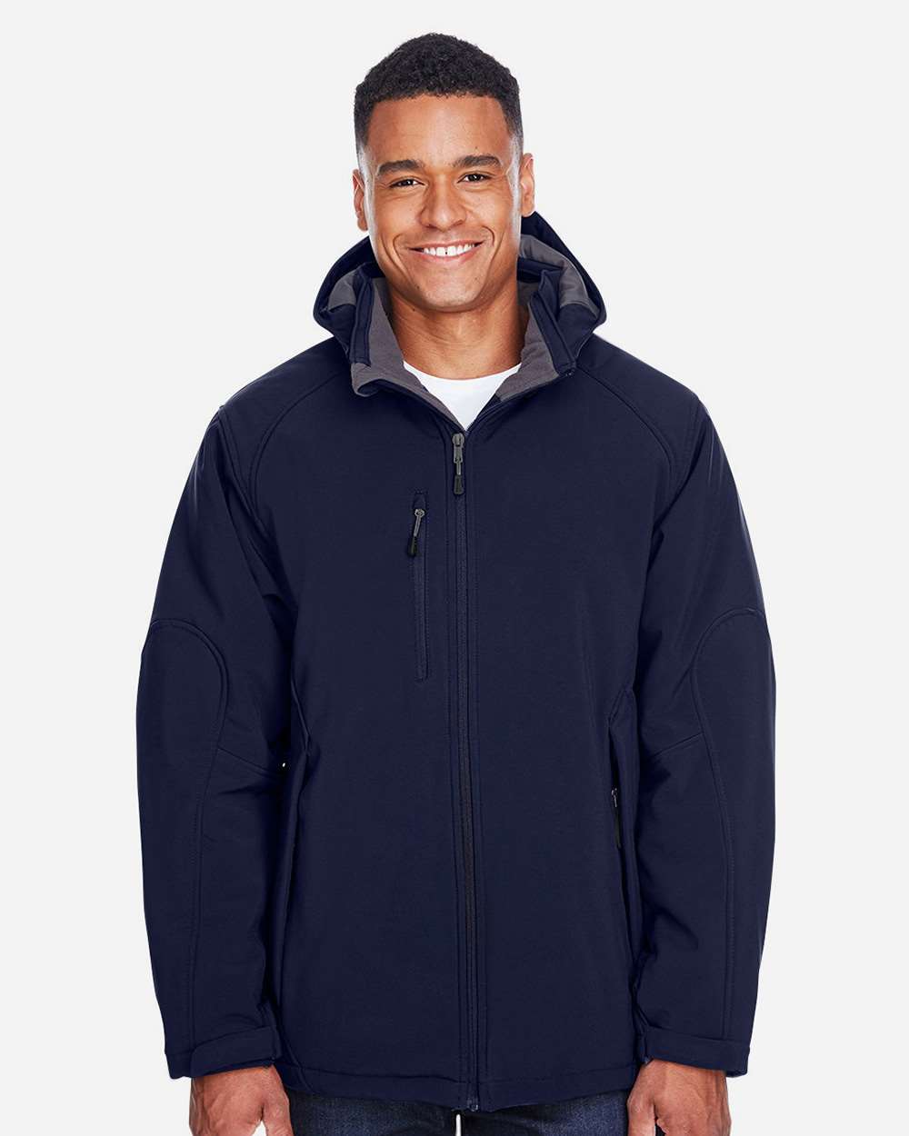 North End Outerwear North End 88159 Men's Glacier Insulated Three-Layer Fleece Soft Shell Hood Jacket with Detachable Hood
