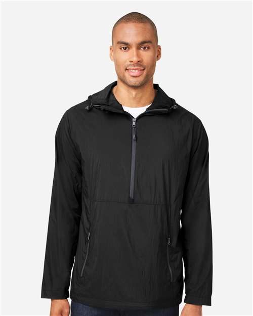 North End NE810 Men's Aura Lightweight Packable Anorak in Black/ Carbon