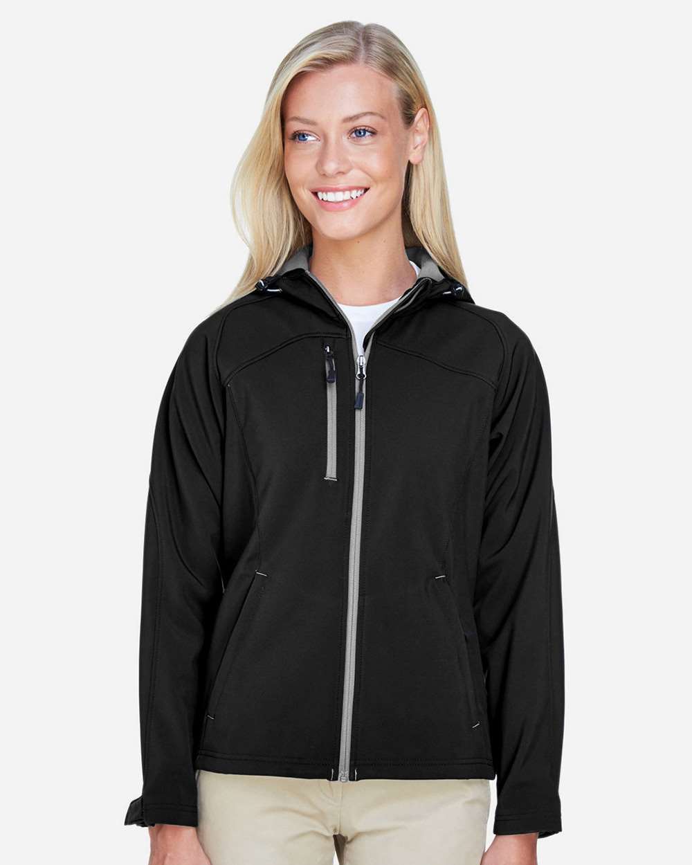 North End Outerwear S / Black North End 78166 Women's Prospect Two-Layer Fleece Bonded Soft Shell Hooded Jacket