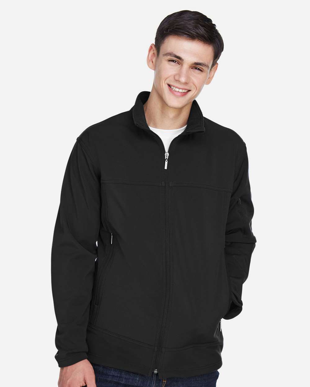 North End Outerwear S / Black North End 88099 Men's Three Layer Fleece Performance Soft Shell Jacket